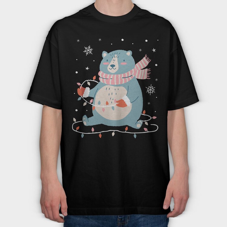 Cute Christmas Bear, Tricou Oversize Barbati (Unisex)