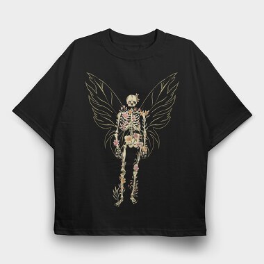 Floral Butterfly Skeleton, Tricou Oversize Barbati (Unisex)