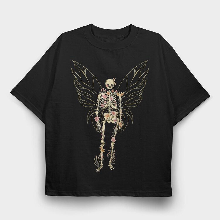 Floral Butterfly Skeleton, Tricou Oversize Barbati (Unisex)