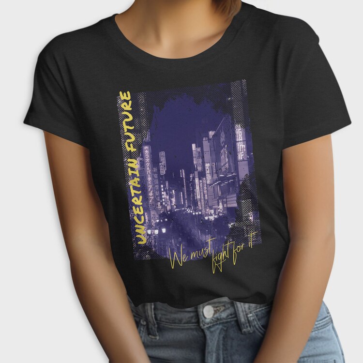 Modern City At Night Photograph Grunge Picture Uncertain Future, Tricou Femei