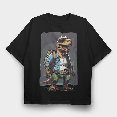 Adventurous Dinosaur T Rex, Tricou Oversize Barbati (Unisex)