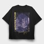 Modern City At Night Photograph Grunge Picture Uncertain Future, Tricou Oversize Barbati (Unisex)