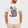 Floral Cat Silhouette Flower, Tricou Barbati (Unisex)