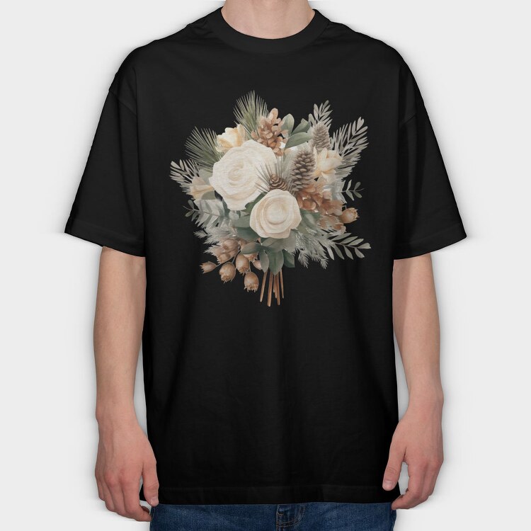 Watercolor Evergreen Bouquet, Tricou Oversize Barbati (Unisex)