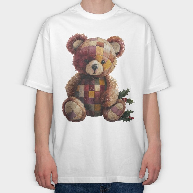 Watercolor Christmas Bear, Tricou Oversize Barbati (Unisex)