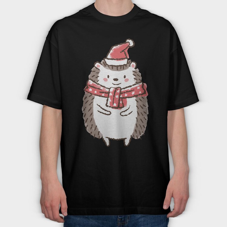 Cute Christmas Hedgehog, Tricou Oversize Barbati (Unisex)
