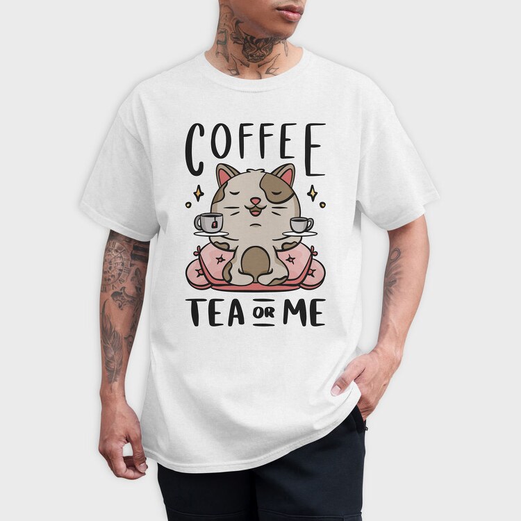Cute Coffee Tea Cat Bar, Tricou Barbati (Unisex)