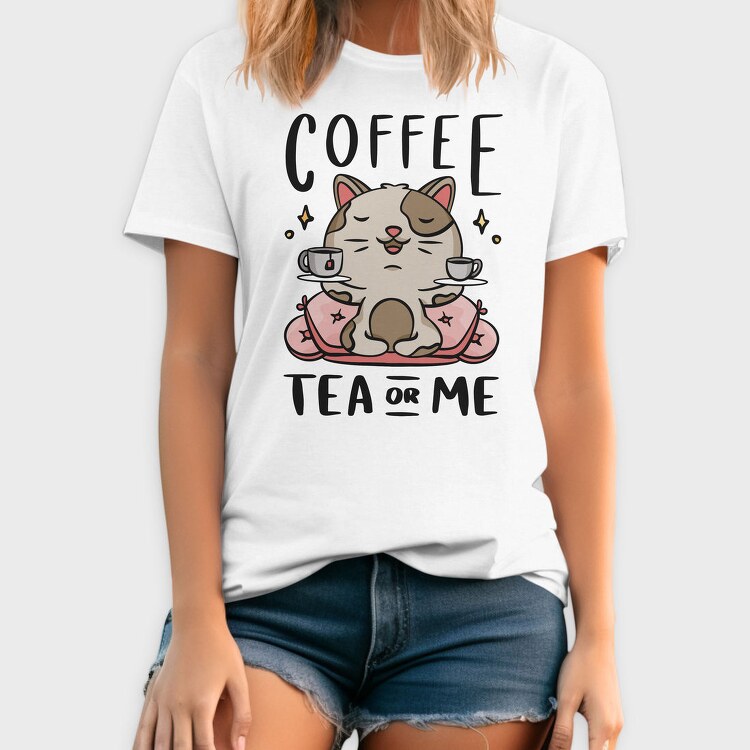 Cute Coffee Tea Cat Bar, Tricou Barbati (Unisex)