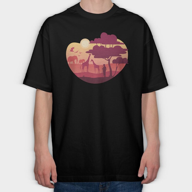 African Landscape, Tricou Oversize Barbati (Unisex)