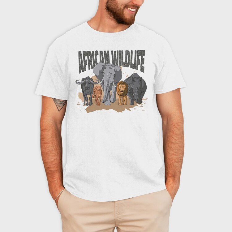 African Wildlife Animals, Tricou Barbati (Unisex)
