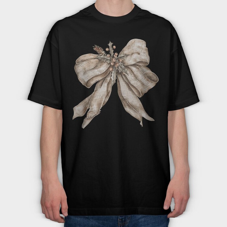 Watercolor Bow Holly, Tricou Oversize Barbati (Unisex)