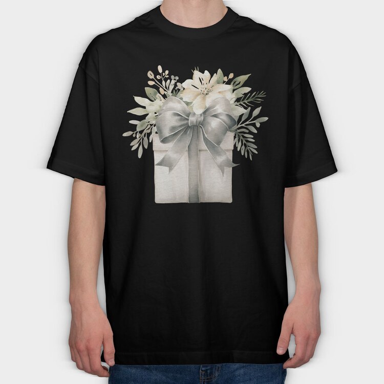 Watercolor Christmas Bouquet, Tricou Oversize Barbati (Unisex)