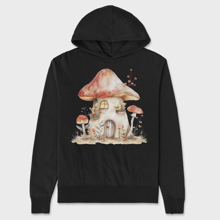 Watercolor Fairy House, Hanorac Oversize Barbati (Unisex)