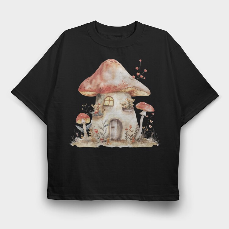 Watercolor Fairy House, Tricou Oversize Barbati (Unisex)