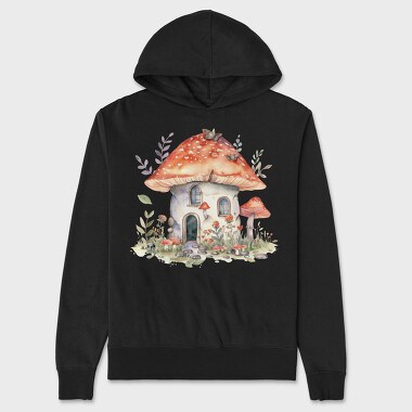 Watercolor Fairy Mushroom, Hanorac Oversize Barbati (Unisex)