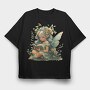 Watercolor Fairy Reading, Tricou Oversize Barbati (Unisex)