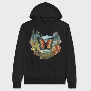 Watercolor Fall Butterfly, Hanorac Oversize Barbati (Unisex)