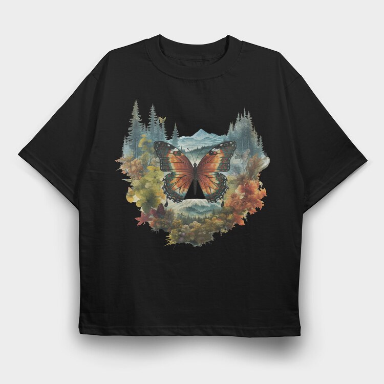 Watercolor Fall Butterfly, Tricou Oversize Barbati (Unisex)