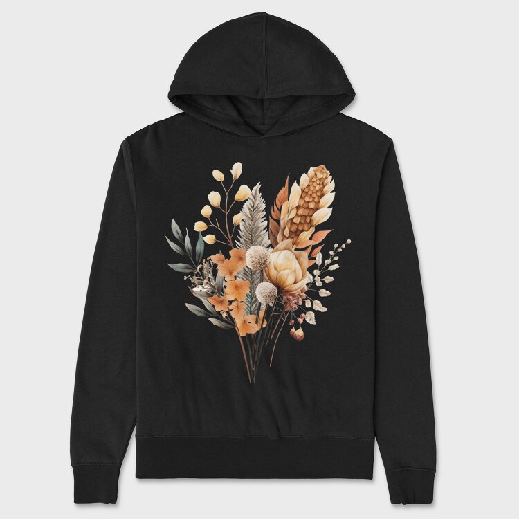 Watercolor Fall Dried Flowers, Hanorac Oversize Barbati (Unisex)