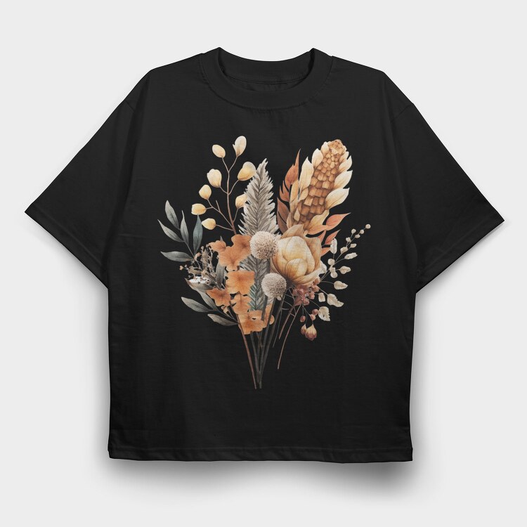 Watercolor Fall Dried Flowers, Tricou Oversize Barbati (Unisex)