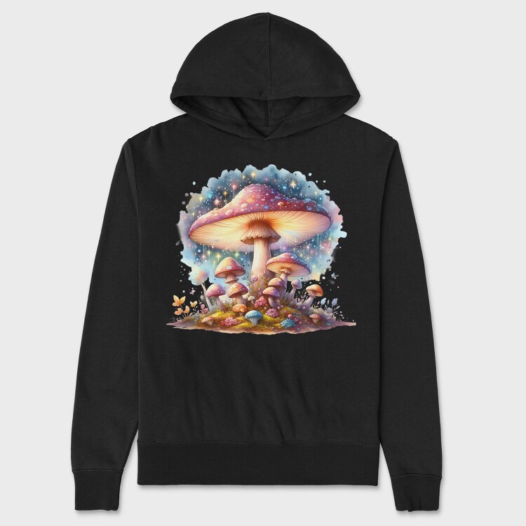 Watercolor Fantasy Mushroom, Hanorac Oversize Barbati (Unisex)