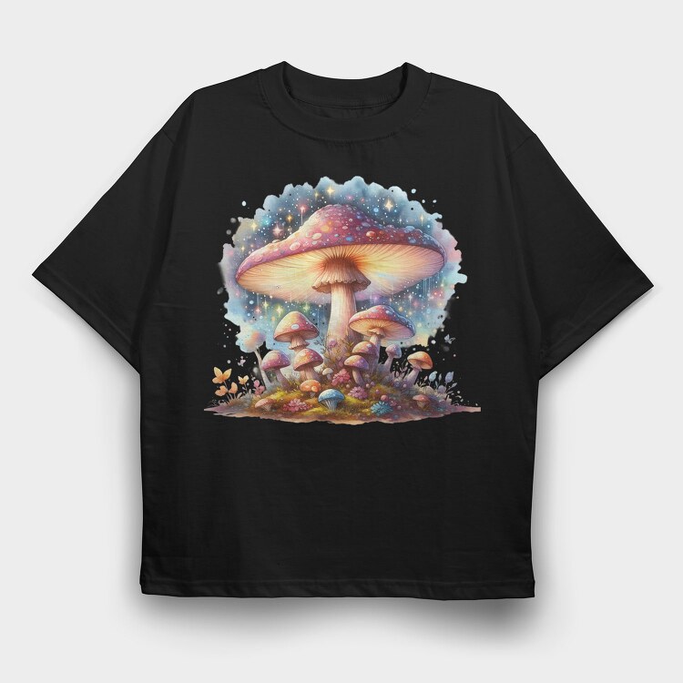 Watercolor Fantasy Mushroom, Tricou Oversize Barbati (Unisex)