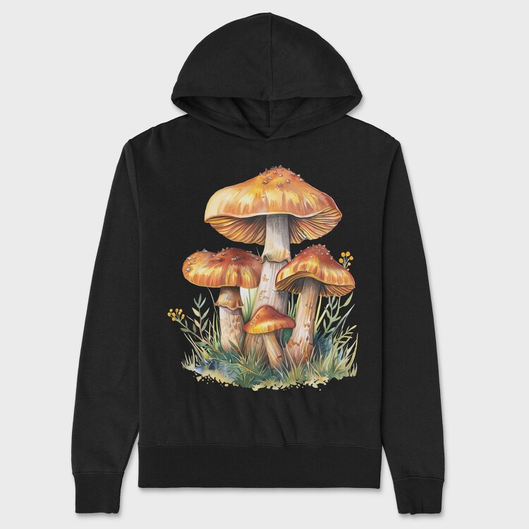 Watercolor Fantasy Mushrooms, Hanorac Oversize Barbati (Unisex)