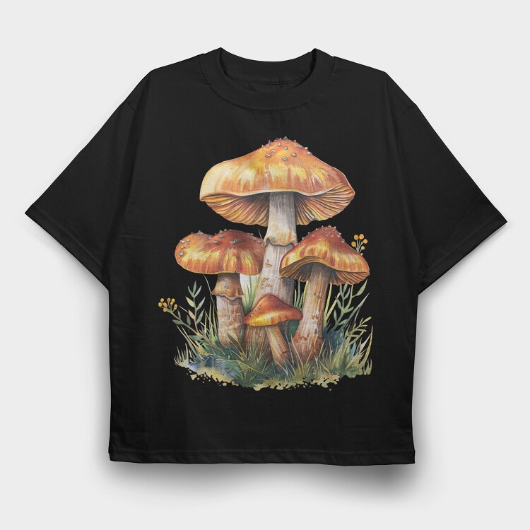 Watercolor Fantasy Mushrooms, Tricou Oversize Barbati (Unisex)