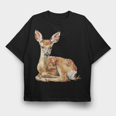 Watercolor Fawn Calm, Tricou Oversize Barbati (Unisex)