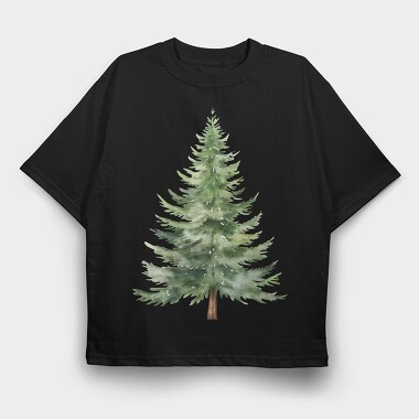 Watercolor Fir Tree, Tricou Oversize Barbati (Unisex)