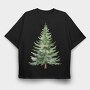 Watercolor Fir Tree, Tricou Oversize Barbati (Unisex)