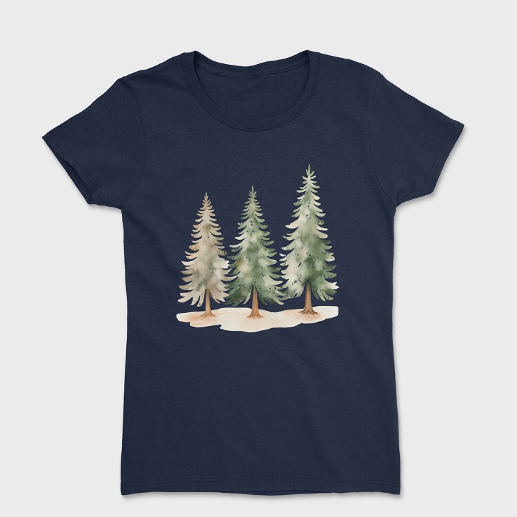 Watercolor Fir Trees, Tricou Femei