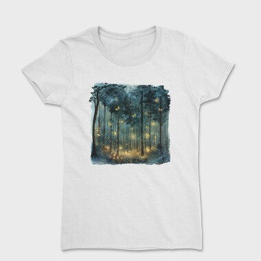 Watercolor Fireflies Forest, Tricou Femei