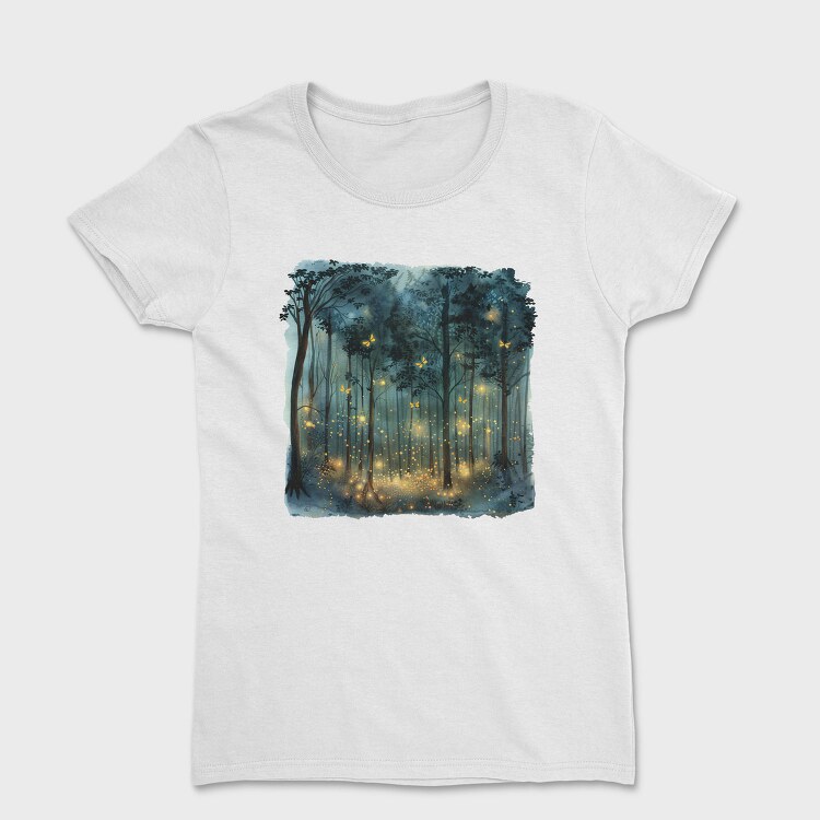 Watercolor Fireflies Forest, Tricou Femei