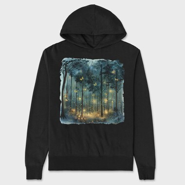 Watercolor Fireflies Forest, Hanorac Oversize Barbati (Unisex)
