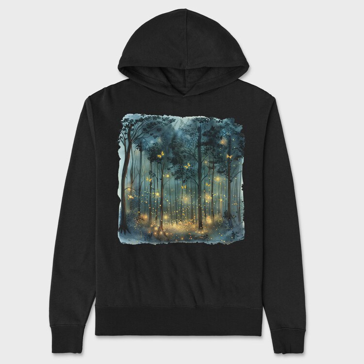 Watercolor Fireflies Forest, Hanorac Oversize Barbati (Unisex)