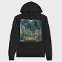 Watercolor Fireflies Forest, Hanorac Oversize Barbati (Unisex)