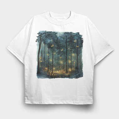 Watercolor Fireflies Forest, Tricou Oversize Barbati (Unisex)
