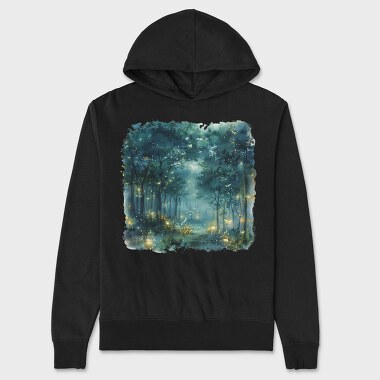 Watercolor Fireflies Night, Hanorac Oversize Barbati (Unisex)