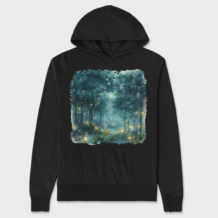 Watercolor Fireflies Night, Hanorac Oversize Barbati (Unisex)