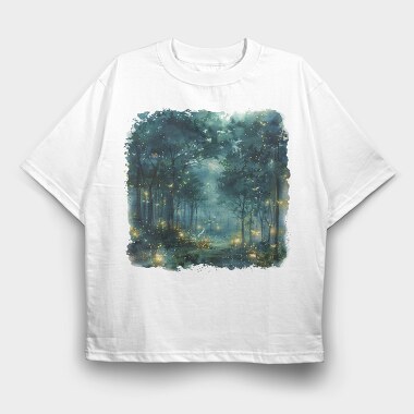 Watercolor Fireflies Night, Tricou Oversize Barbati (Unisex)