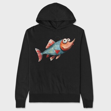 Watercolor Fish Funny, Hanorac Oversize Barbati (Unisex)