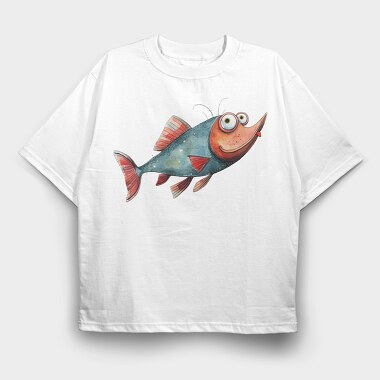 Watercolor Fish Funny, Tricou Oversize Barbati (Unisex)
