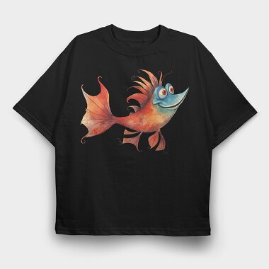 Watercolor Fish Joy, Tricou Oversize Barbati (Unisex)