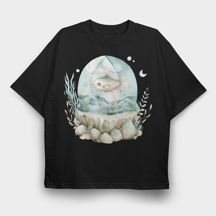 Watercolor Fish Ocean, Tricou Oversize Barbati (Unisex)
