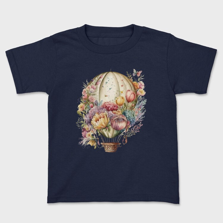 Watercolor Floral Balloon, Tricou Copii