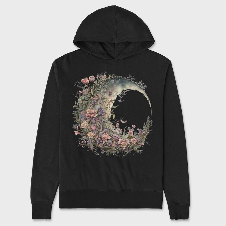 Watercolor Floral Moon, Hanorac Oversize Barbati (Unisex)