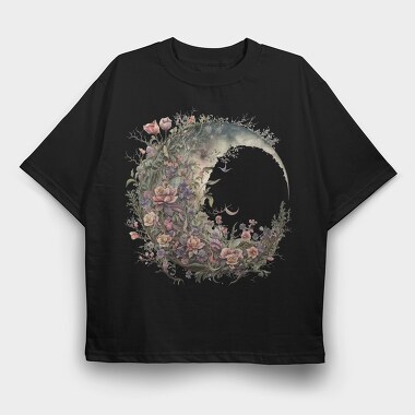 Watercolor Floral Moon, Tricou Oversize Barbati (Unisex)