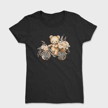 Watercolor Floral Teddy Bear, Tricou Femei
