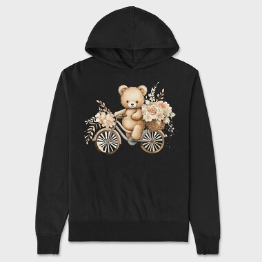 Watercolor Floral Teddy Bear, Hanorac Oversize Barbati (Unisex)